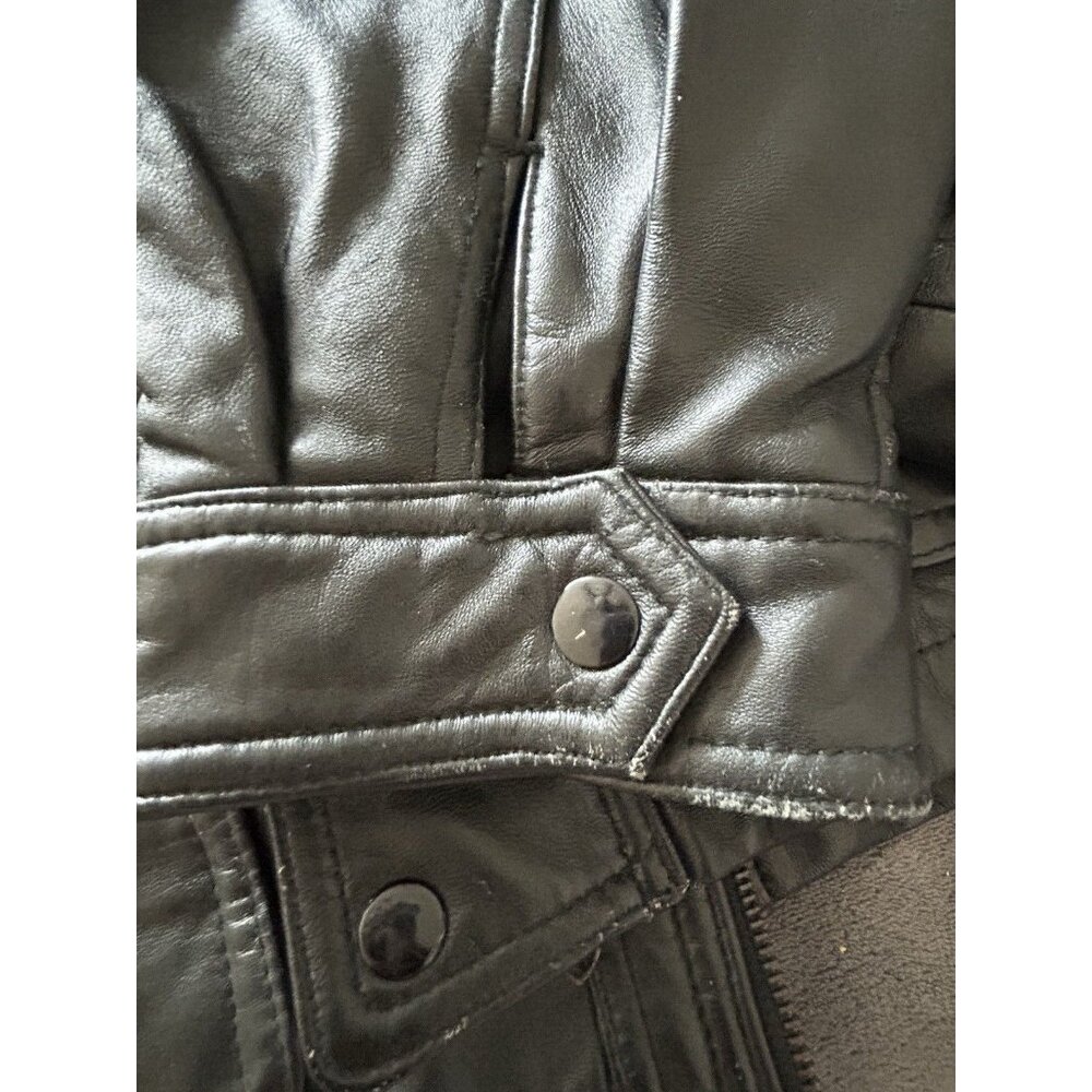 Express SIZE 54 Men's black genuine leather winter coat classic look - Picture 5 of 15